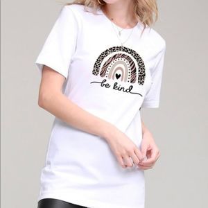 ❥ BE KIND Rainbow Graphic Tee WHITE